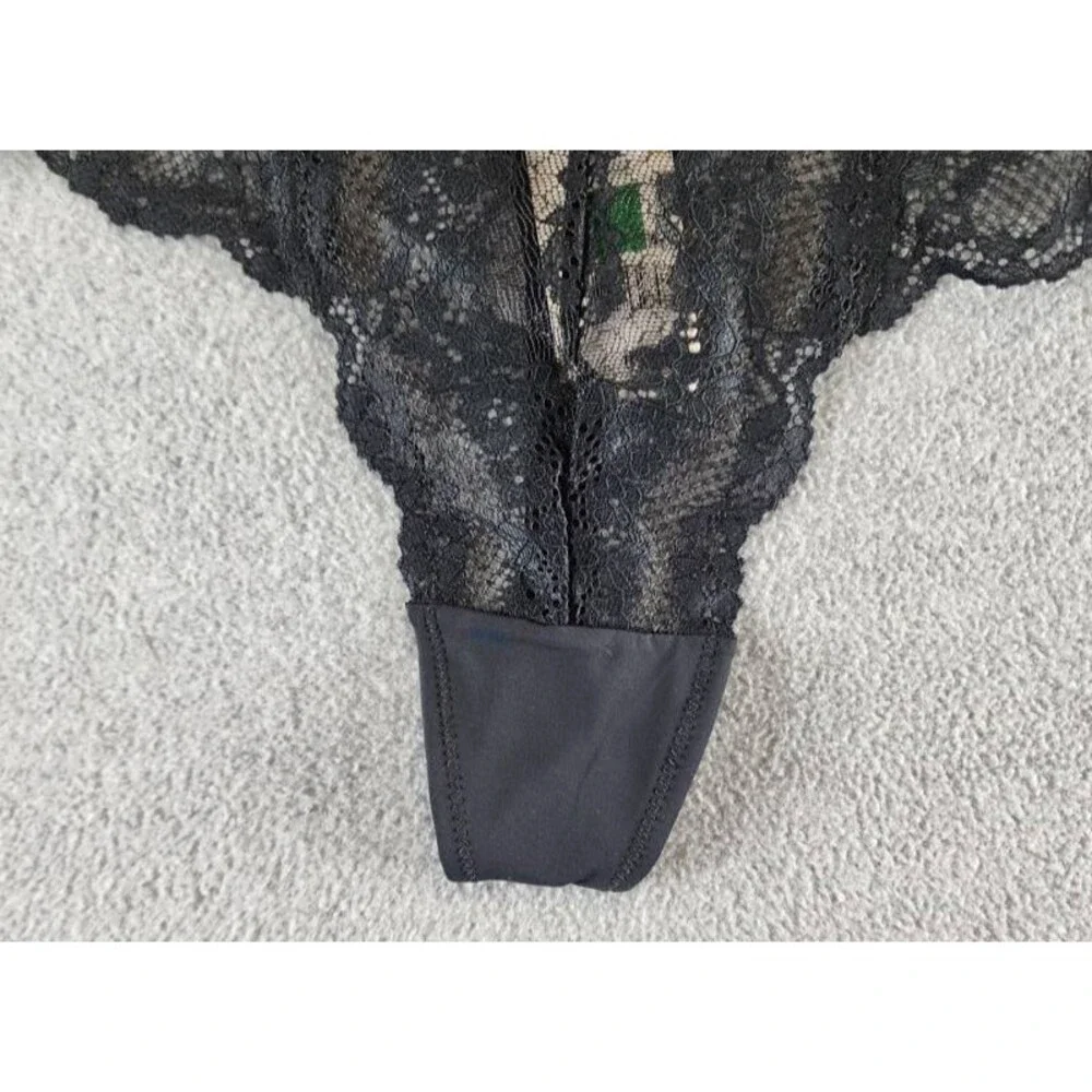 Skarlett Blue Impress Thong Women's Large Black Lace Elastic Waist Pull On